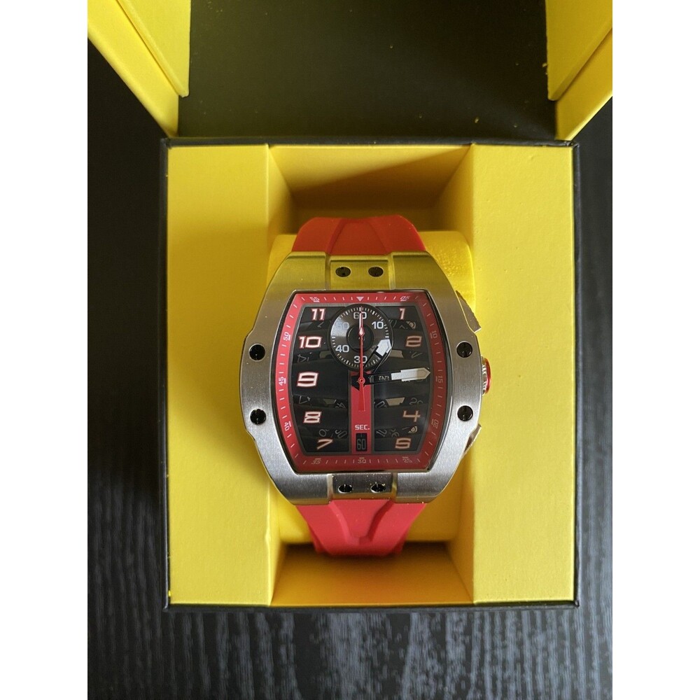 Invicta Racing Kinetic Arc 47367 SS Red Silicone Strap Chronograph Watch NWT